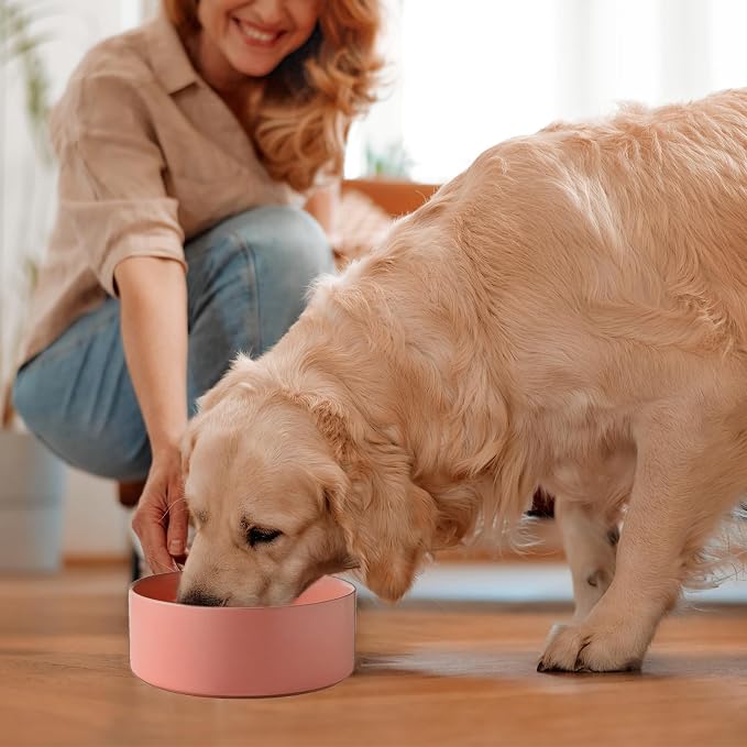 Ceramic Set of 2 Dog Bowls - Classic Dogs Food & Water Bowl for Small and Medium Breed, Heavy-Duty Non-Slip Dog Dishes, Food Grade Pet Bowl, Dishwasher & Microwave Safe (6'', 2 * 30OZ, Pink) - Image 6