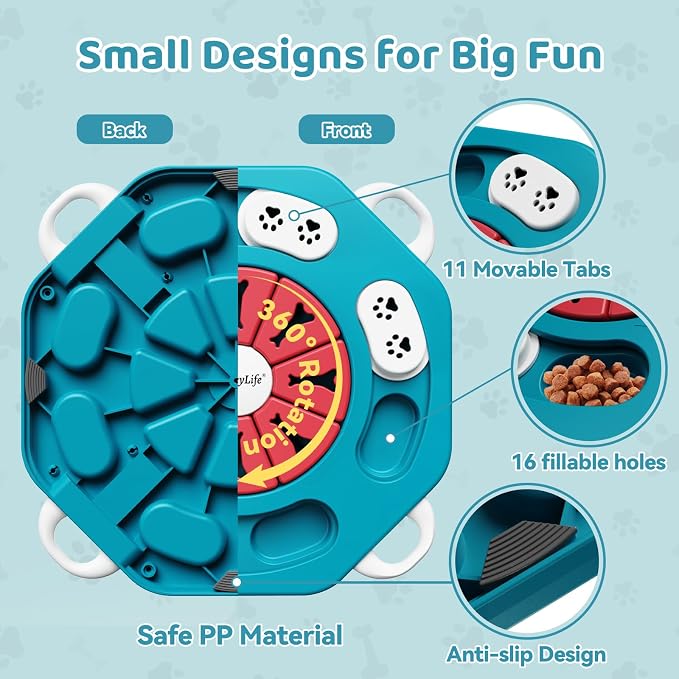 Dog Puzzle Toy for Smart Dogs, Interactive Dog Enrichment Toys,Level2(Blue) | For Small, Medium Dogs and Cats, Treat Dispensing, Mental Stimulation, to Keep Them Busy, Slow Feeder, IQ Training, Anti-slip - Image 3