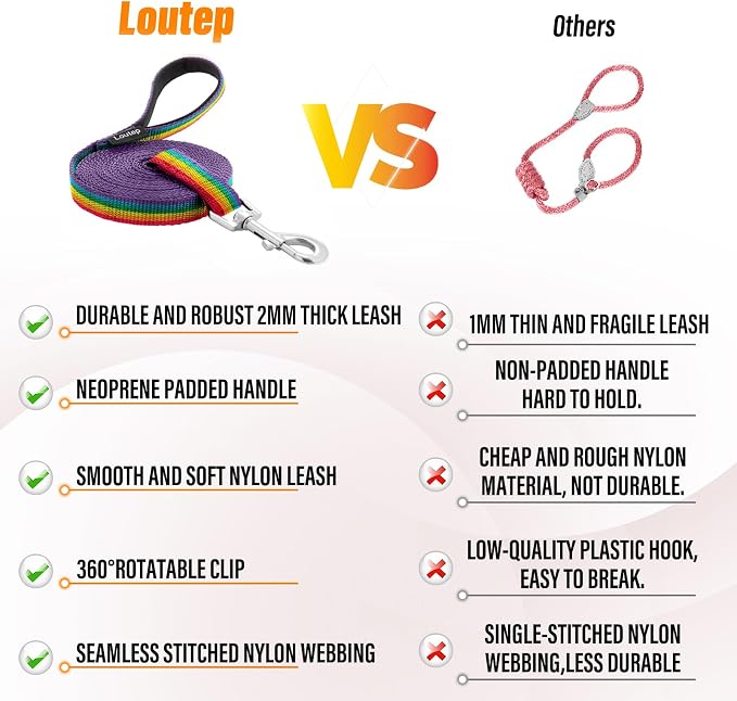 Long Line Dog Training Leash with Padded Handle, 100 ft, Rainbow | Durable nylon webbing with reinforced stitching and 360° swivel clip for recall and obedience - Image 6