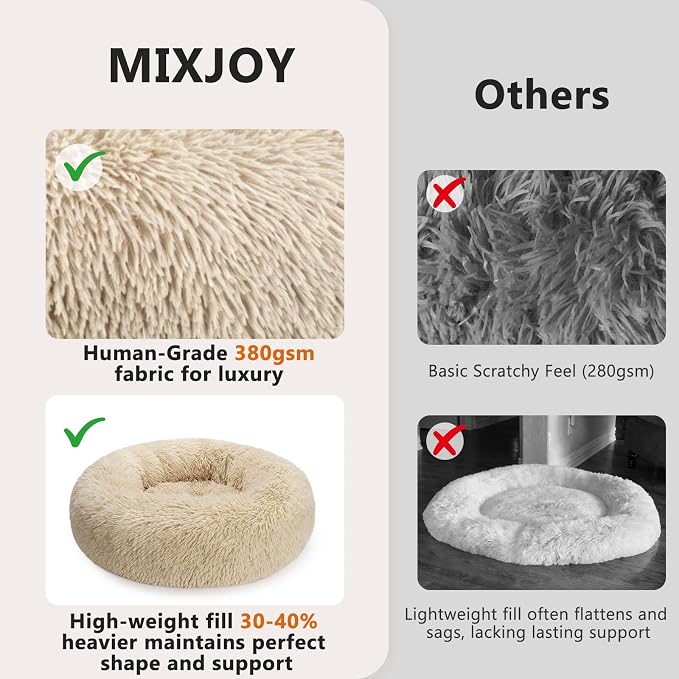 MIXJOY Orthopedic Dog Bed Comfortable Donut Cuddler Round Pet Beds Ultra Soft Washable Dog and Cat Cushion Bed (30'', Coffee) - Image 4
