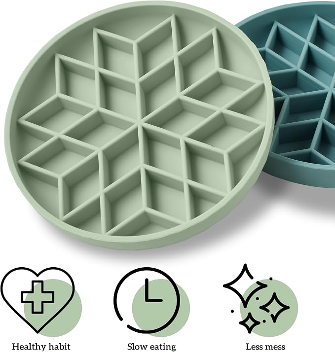 OHMO Slow Feeder Dog Bowl, 7.3" Lick Mat for Dogs, Diamond, Sage Green | Cat Slow Feeder Bowl, Anti Choking, Enrichment Toys, Easy Clean BPA-Free Silicone Feeding Bowl, Boredom and Anxiety Reducer - Image 6