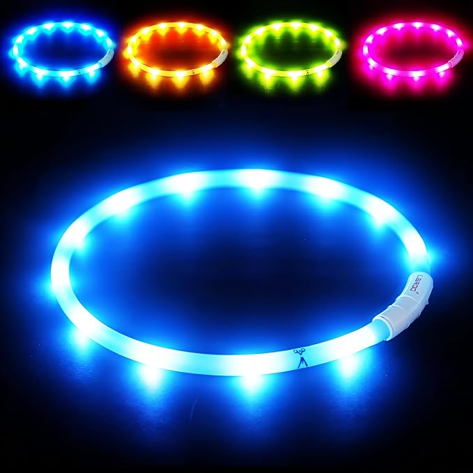 LaRoo LED Dog Collar, USB Rechargeable Flashing Light Dog Collar, Nighttime Safety, Cuttable Size for Small Medium Large Dogs, Makes Your Pet Visible in The Dark (Blue) by LaRoo