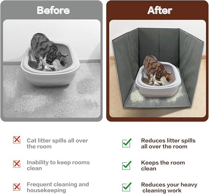 Cat Litter Box Enclosure Splash Guard Large Foldable Removable Mat, Tall for Litter Contained High Side Out Litter Box Keeping Litter Off Floor Easy Clean (26.4 * 21.3 * 16.5 inch) - Image 4