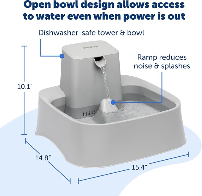 PetSafe Oasys Pet Fountain, 2 Gallon (256 oz), Cats, Dogs & Multi-Pet Homes | Adjustable Water Flow, Whisker-Friendly Tray, Dishwasher-Safe, Replaceable Carbon & Foam Filters Included - Image 4