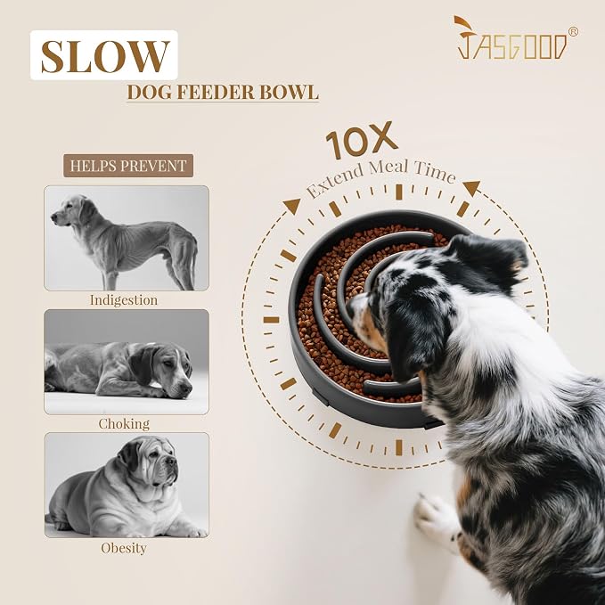 JASGOOD Slow Feeder Bowl for Large Dogs, Anti-Gulping, Prevents Bloat & Choking - Image 3