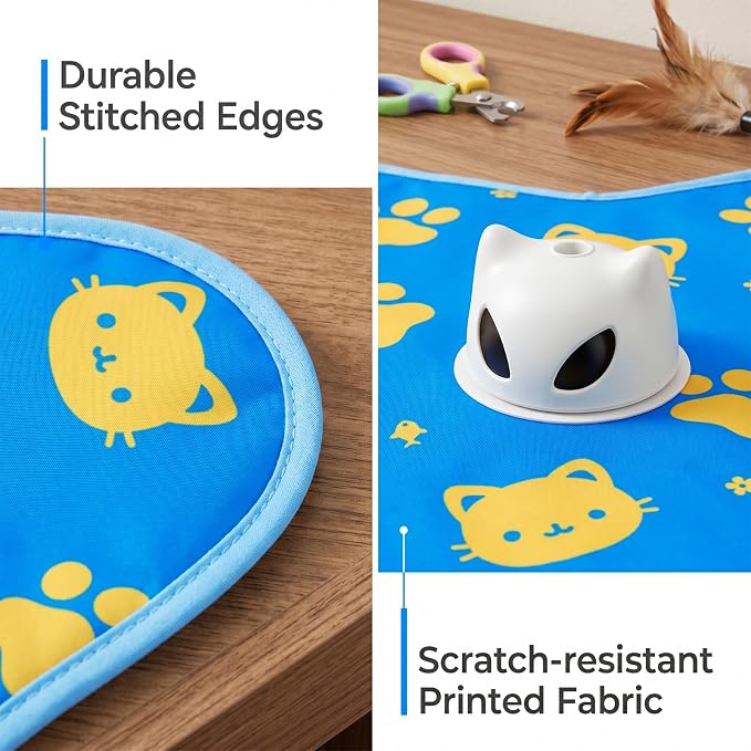 Interactive Cat Toys for Indoor Cats, Rechargeable Hide & Seek Toy | Touch Activated, 3 Speed Modes, 10-Min Auto off, Bird Chirps(can turn off), Hidden Feather Wand for Bored Adult Cats, Blue - Image 7