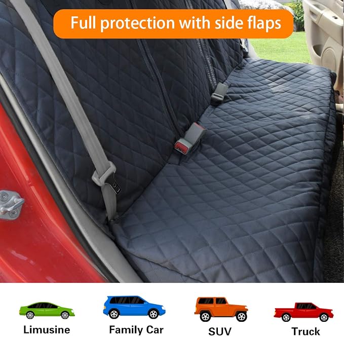 Honest Dog Car Seat Covers, Dog seat Cover with Side Flap for Cars, Trucks, and Suv's - Waterproof & Nonslip Pet Seat Cover for Backseat - Image 6