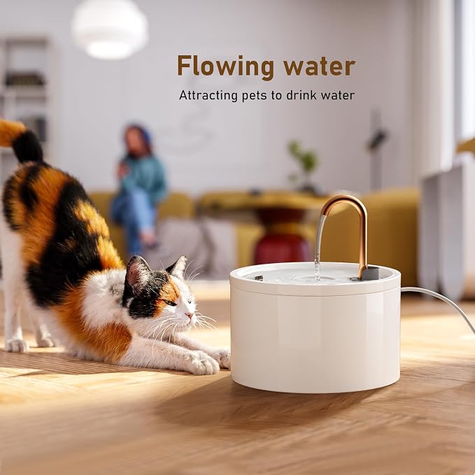 DOOOB Ceramic Cat Water Fountain, 2.1L/71oz Ceramic Cat Fountain | Automatic Ceramic Water Fountain for Cats, Pet Water Fountain with Ultra-Quiet Pump and 3 Filters & 3 Sponges (White) - Image 6