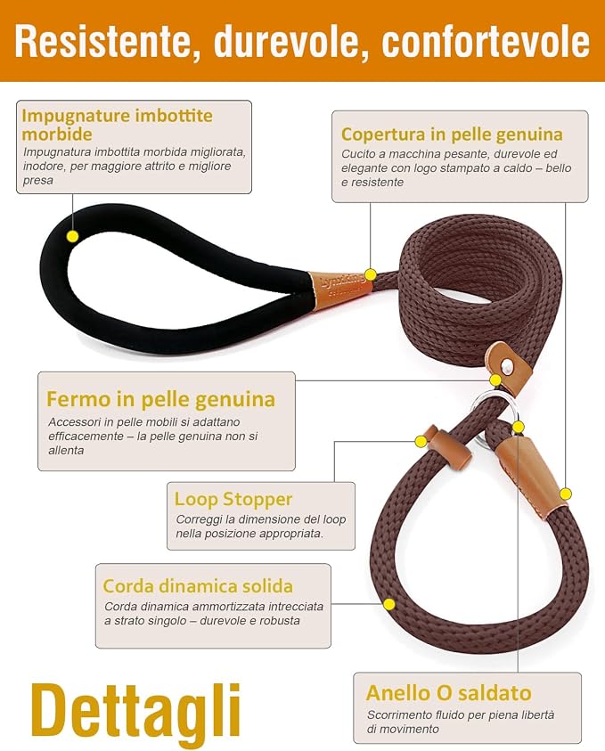 2 Pack Dog Leash Slip Lead Braided Rope Pet Training Loop Leashes 6ft 8ft | Lynxking Strong Heavy Duty 1/2" 3/8", Durable Padded Handle No Pull Basic Training Nylon Lead,Small Medium Large Dogs Puppy - Image 2
