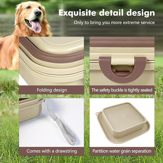 Collapsible Dog Bowls, Travel Food and Water Double Bowl for Cats & Dogs, 2-in-1 Portable BPA-Free Feeding Solution, Perfect for Traveling, Camping & Walking (L/ 100oz) - Image 4