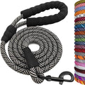 MayPaw Heavy Duty Rope Dog Leash, 3/4/6/7/8/10/12/15/20/30 FT Nylon Pet Leash, Soft Padded Handle Thick Lead Leashes for Large Medium Dogs (Black, 1/2" * 4') by MayPaw