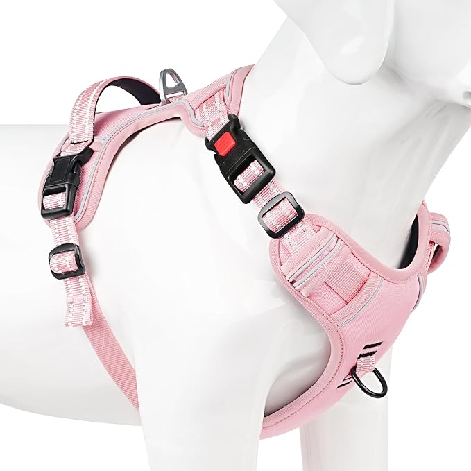 Timos Dog Harness, Front Clip No Pull Medium Sized with Handle, Pink, M | No Choke, Adjustable Reflective Soft Padded, Quick Release 3 Buckles, Easy On & Off, Front & Back 2 Clips for Outdoor Walking - Image 7