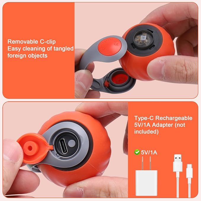 BABORUI Interactive Cat Toy Ball - Automatic Interactive Cat Toys for Indoor Cats with 3 Tails, 2 Speeds Rechargeable Enrichment Toys for Small/Medium/Large to Keep Them Busy (Orange) - Image 7