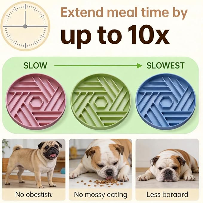 Silicone Slow Feeder Dog Bowl with Suction Base, Anti Choking Pet Bowl | for Small and Medium Dogs & Cats, Maze Design Non-Slip Food Grade Slow Eating Bowl to Prevent Bloating - Image 5