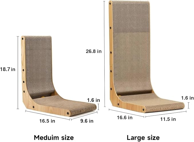 FUKUMARU Cat Scratcher, 18.7 Inch L Shaped Cat Scratch Pad Wall Mounted | Vertical Cat Scratching Board with Ball Cat Toy for Indoor Cats, Cardboard Cat Scratcher for Wall Sofa Couch - Image 5