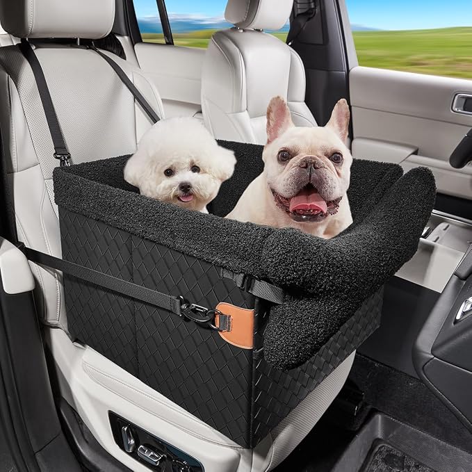 TKYZ Dog Car Seats for Small Medium Dogs,PU Leather Car Seat Boosters,Foldable Puppy Cat Carseats (Black, Medium Dog) by TKYZ