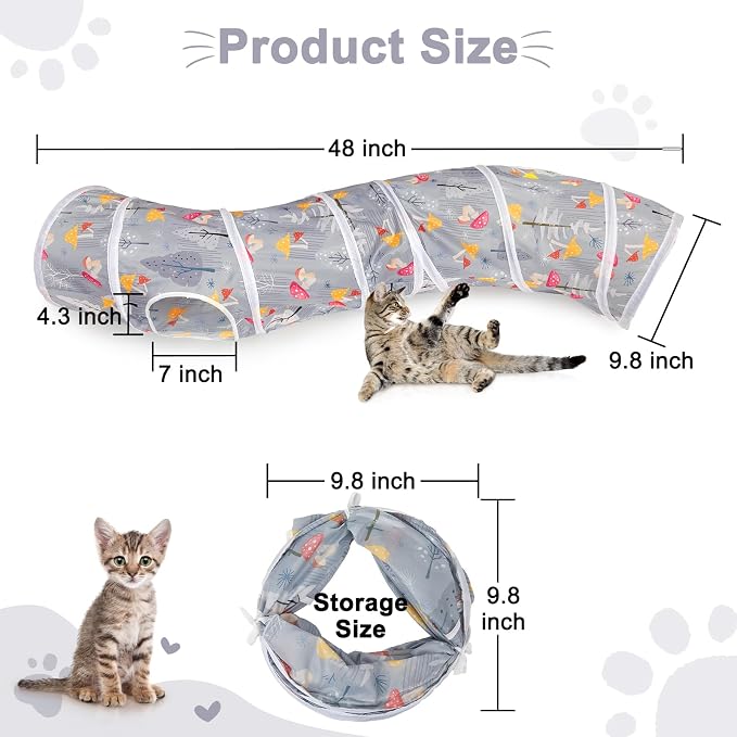 Glittme S-Shape Cat Tunnel, Foldable Cat Tunnels for Indoor Cats | Interactive Bunny Tunnel And Cat Tubes With Crinkle Sounds. Ideal For Kittens, Ferrets And Small Pets To Hide, Play Or Rest - Image 6