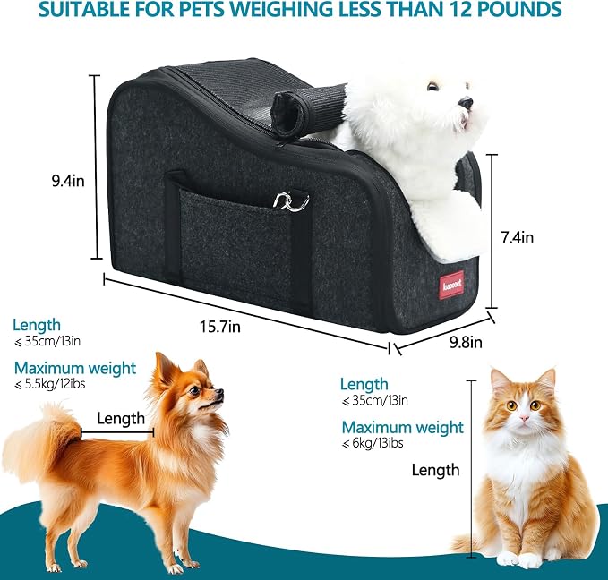 Center Console Small Dog Car Seat,Portable Pet Cat Puppy Booster Armrest Carseat Up to 11lbs,Equipped with a Breathable Protective Cover Net to Prevent Escape with Washable Fluffy Cushion and Pillow - Image 4