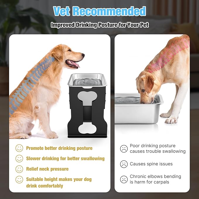 Bobbie & Laxi 14" Elevated Dog Water Bowl, 2.4 Gal Stainless Steel Bowl | Raised Dog Bowl for Large Breed, Metal Dog Feeding Station for Relief Joint Pressure, Easy Clean for Indoor & Outdoor Use - Image 3
