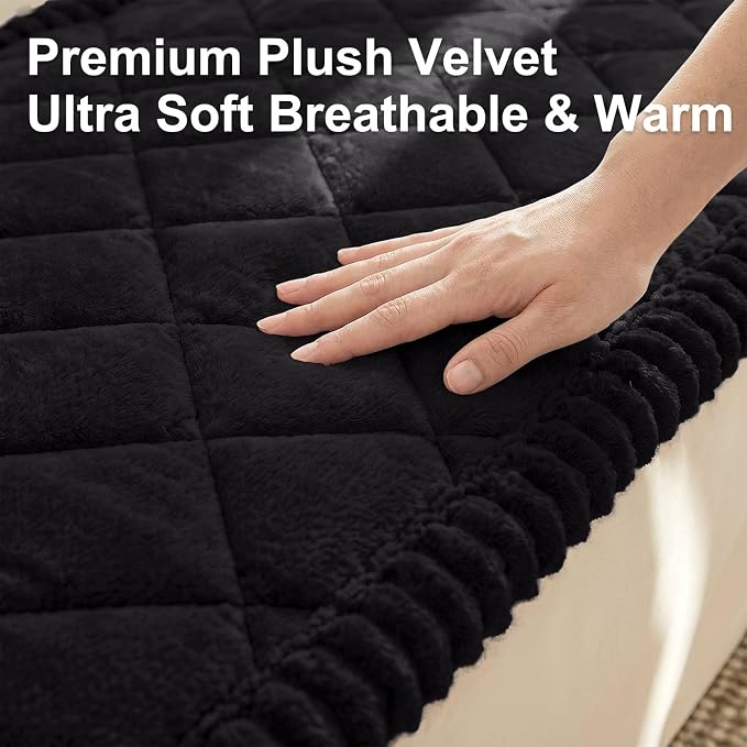 Smiry Non Slip Couch Cover for Dogs, Fuzzy Plush Pet Sofa Protector | Washable Furniture Cover for Large Dogs & Cats, Scratch & Dirt Resistant, For 3 Cushion Couch, Black, 27.6"x82.7" - Image 5