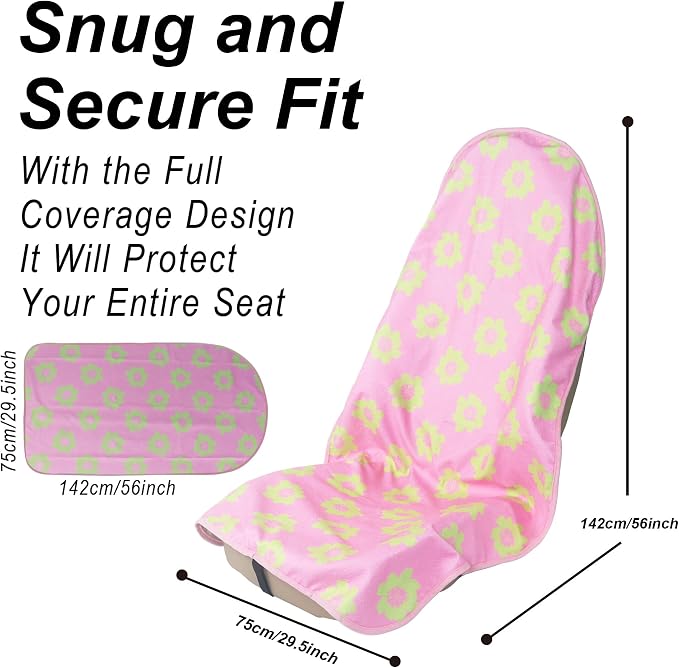 Car Seat Cover Protector Front Seats,for Gym Workout,Running,Swimming,Beach and Hiking,Waterproof Sweat Towel Bucket Seat Covers for Cars SUV Trucks (Flower and Pink, 2Pcs) - Image 3