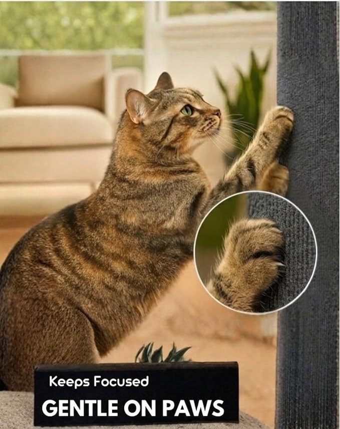 Corner & Wall Cat Scratch Mat, Self-Adhesive Trimmable Cat Scratcher, Wall Mounted Scratching Pad for Indoor Cats, Sofa Furniture Protector, Cat Post Replacement (Darkgrey, 23.6''x11.8'', 3-Pack) - Image 2
