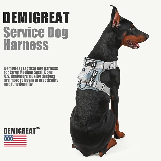 Service Dog Harness, Reflective Dog Vest Harness with 5 PCS Patches, Adjustable Soft Oxford Pet Harness, Inner Layer Mesh, Easy to Control for Small Medium Large Dogs - Image 5