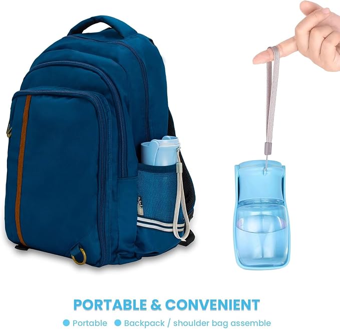 Portable Dog Water Bottle, Foldable Water Bottle for Dog, SkyBlue, 12oz | Leak Proof Dispenser, Dishwasher Safe, Puppy Travel Water Bowl Fit for Cat, Rabbit, Small Animals Walking, Hiking, Travel - Image 5