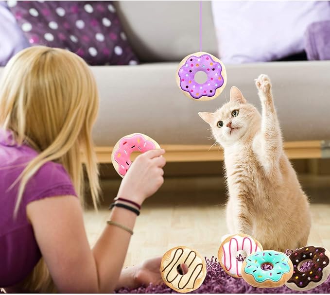 CiyvoLyeen Plush Donut Catnip Toys for Indoor Cats 6 Pack | Donut Cat Chew Toys, Boredom Relief, Interactive Play, Soft Durable Plush with Catnip, Funny Gift for Cat Lovers & Kitten - Image 5
