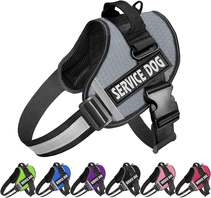 JSXD Dog Harness,No-Pull Service Dog Harness with Handle Adjustable Outdoor Pet Dog Vest 7M Reflective Nylon Material Vest for Breeds,Easy Control for Small Medium Large Dogs by JSXD