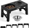 3-in-1 Elevated Slow Feeder Dog Bowls for Food and Water, 5 Heights Adjustable Raised Dog Bowls, Non-Slip, No Spill, for Small Medium Large Dogs and Cats(Black) by NAHANGPET