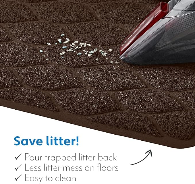 MIGHTY MONKEY Waterproof BPA Free Cat Litter Box Trapping Mat, Easy Clean Floors, Textured Backing, Soft on Sensitive Kitty Paws, Cats Accessories, Less Waste, Stays in Place, 24x17, Chocolate - Image 5