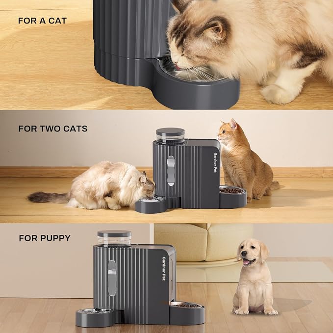 Gardner Pet Automatic Gravity Cat Food Feeder and Water Dispenser Stainless Steel Two-in-One Set Large Capacity Dispenser for Pets Dogs, Puppies, Kittens-(0.8 Gallons x 2) - Image 7