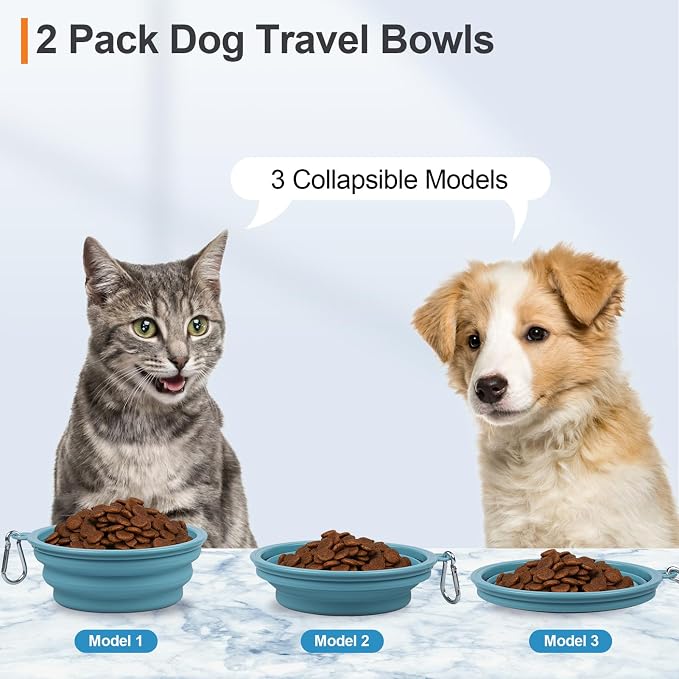 Kytely Collapsible Dog Bowls for Travel, 2Pack Dog Portable Water Bowl, Foldable Pet Food Bowl with Clasp, Pet Cat Feeding Cup Dish for Traveling, Walking, Hiking - Image 6