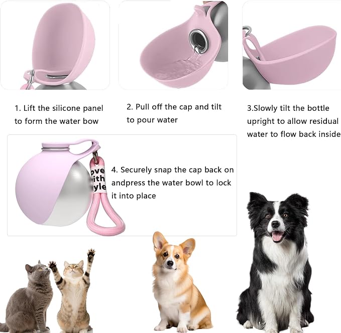 2-in-1 Portable Dog Water Bottle, Travel Hydration Dispenser Container Cup | or Small Dogs - Leak-Proof & Compact Dog Travel, Foldables Pet Water Bottle for Small Dog Walking - Image 4