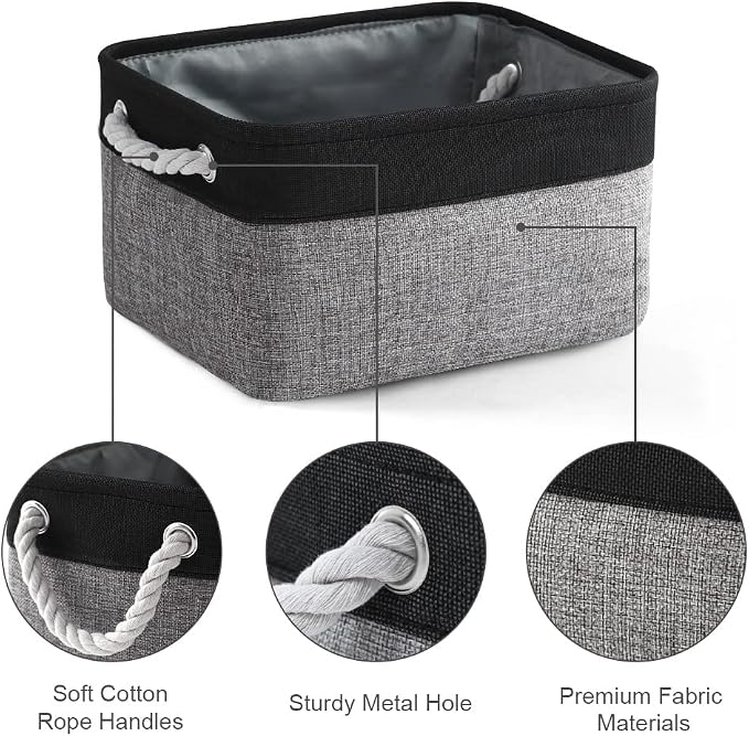 TheWarmHome Storage Basket for Organizing - 1 Pack 14x10x6.7 inch Collapsible Storage Bins for Shelves, Dog Toy Bin for Closet Organizer laundry Gift Cloth Nursery (Grey & Black) - Image 6