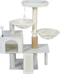 Smouatou Cat Tree with Cat Condo and Two Hammocks, Cat Tower with Scratching Posts and Scratching Pads Cat Toys, Beige by Unknown