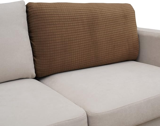 Eismodra Backrest Covers for 3 Cushion Couch Sofa Magic Stretch Sofa Slipcover for Dogs Pet L Shape 2 Seat Replacement Furniture Protector,Light Brown Width 20-28 inches(Only 1 Piece) by Eismodra