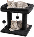 Small Cat Tree with Large Top Perch for Indoor Cats, Grey | Carpeted Scratching Post | Soft Plush Bed | Furniture Protecter | Small Cat Tower | Replacement Toy Balls | Space-Saving by Unknown