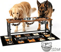 XXLarge Wooden Elevated Dog Bowl Stand – 4 Adjustable Heights (11.8"-17.7"), Wooden & Metal with 3 Stainless Steel Bowls & Splash Pad for Large & Extra Large Breeds by ADENGL