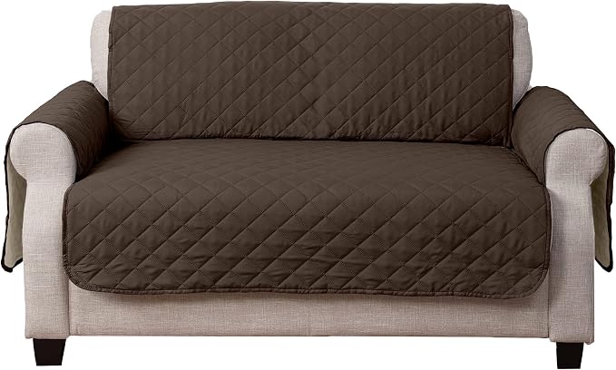 Furhaven Water-Resistant & Reversible Loveseat Cover Protector for Dogs, Cats, & Children - Two-Tone Pinsonic Quilted Living Room Furniture Cover - Espresso/Clay, Loveseat - Image 4
