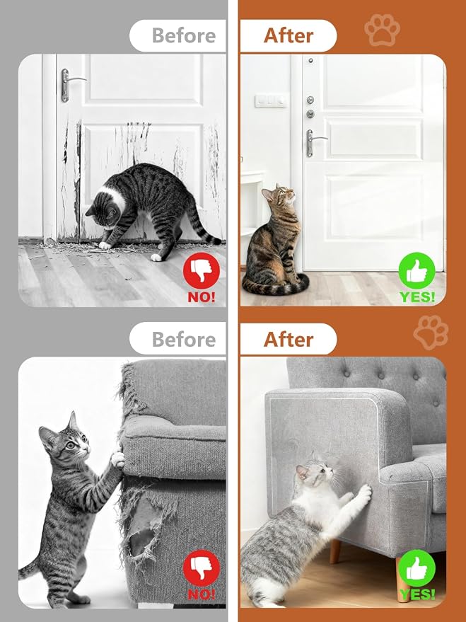 Extra Thick Clear Anti Cat Scratch Furniture Protector 17" x 197" | Couch Protector from Cat Claws - Single Sided Sticky Flexible Pet Tape for Furniture, for Couch Corner Door Walls Bed - Image 4