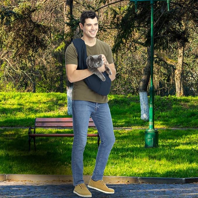 CUBY Dog and Cat Sling Carrier - Hands Free Reversible Pet Papoose Bag - Soft Pouch and Tote Design - Suitable for Puppy, Small Dogs Cats Outdoor - Image 6