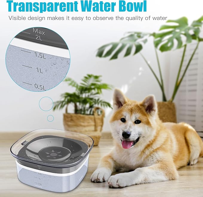 UPSKY 70oz Dog Water Bowl, No Spill Slow Drinking Feeder for Messy Drinker | Large Capacity, Spill Proof, Prevent Pet Prevents Choking, Anti-Slip, Visible Water Level, Suitable for Travel and Car Trips - Image 4