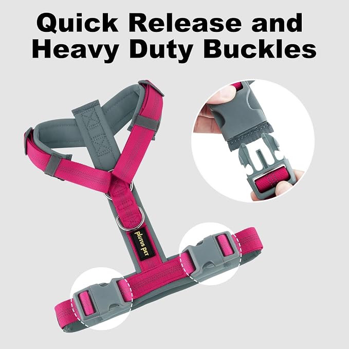 Plutus Pet No Pull Dog Harness, Adjustable Nylon Harness with Soft Padding | Reflective with Front Clip, Heavy Duty for Training and Walking, for Small Medium Large Dogs, Hot Pink, XL - Image 7
