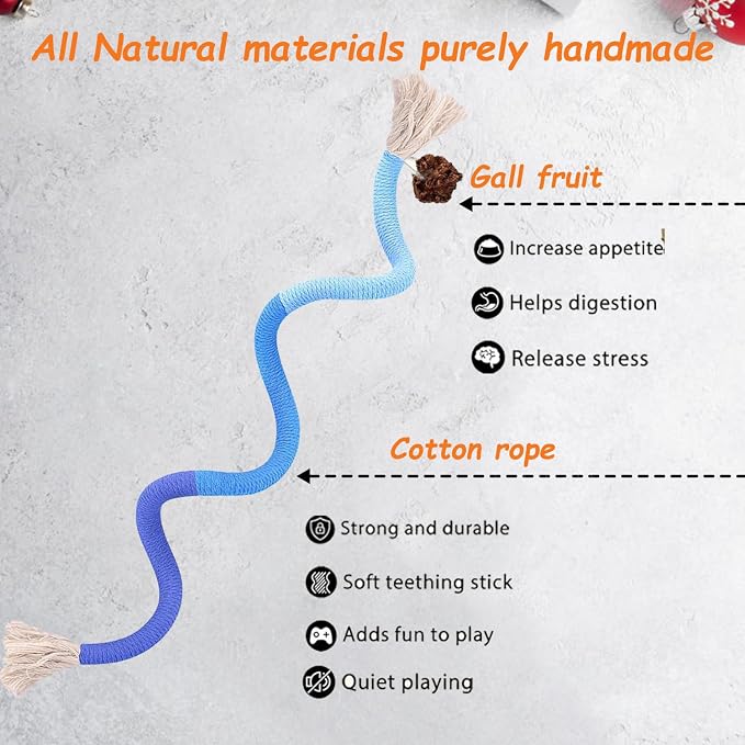 Cat Toys Chew Ropes, Silvervine Sticks Catnip Rope Toys with Refillable Natural Catnip for Cats Dental Care, Safe Teeth Cleaning Toy for Indoor Cat Kitty Kicker Toy Interactive Catnip Kitty Toys - Image 3