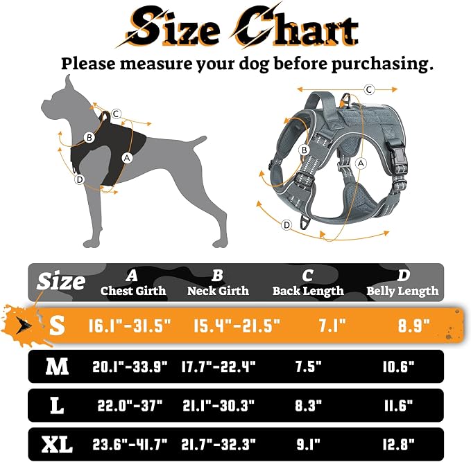 rabbitgoo Tactical Dog Harness for Small Dogs, No Pull Service Pet Vest | Military Molle System & Easy Control Handle, Adjustable and Reflective for Walking and Training, Grey, Small - Image 3
