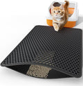 Powools Cat Litter Mat, Double-Layer, 30 x 24 in, Urine-Proof, Black | Non-Slip Litter Trapping Mat, Easy to Clean, Kitty Litter Mats for Floor, Scatter Control, Waterproof Litter Box Mat for Cats by Powools