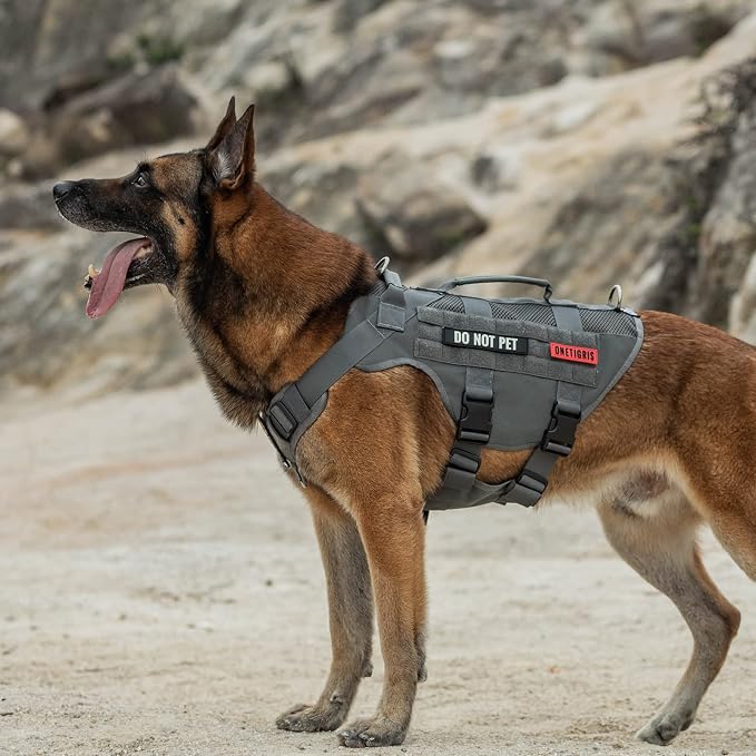 OneTigris Tactical No Pull Dog Harness for Small Dogs, Mesh Design Service Dog Vest Breathable Military Dogs Molle Vests with Handles, Harness for Walking Hiking Training - Image 5