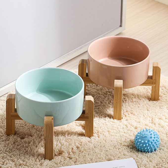 Petygooing 28 OZ Elevated/Raised Ceramic Dog Bowl for Small and Medium Breeds, Dog Food Water Dish with Stand,Pet Feeding Bowl with Anti Slip Rubber for Cats Small and Medium Dogs (3.6 Cups) Blue Sky - Image 5